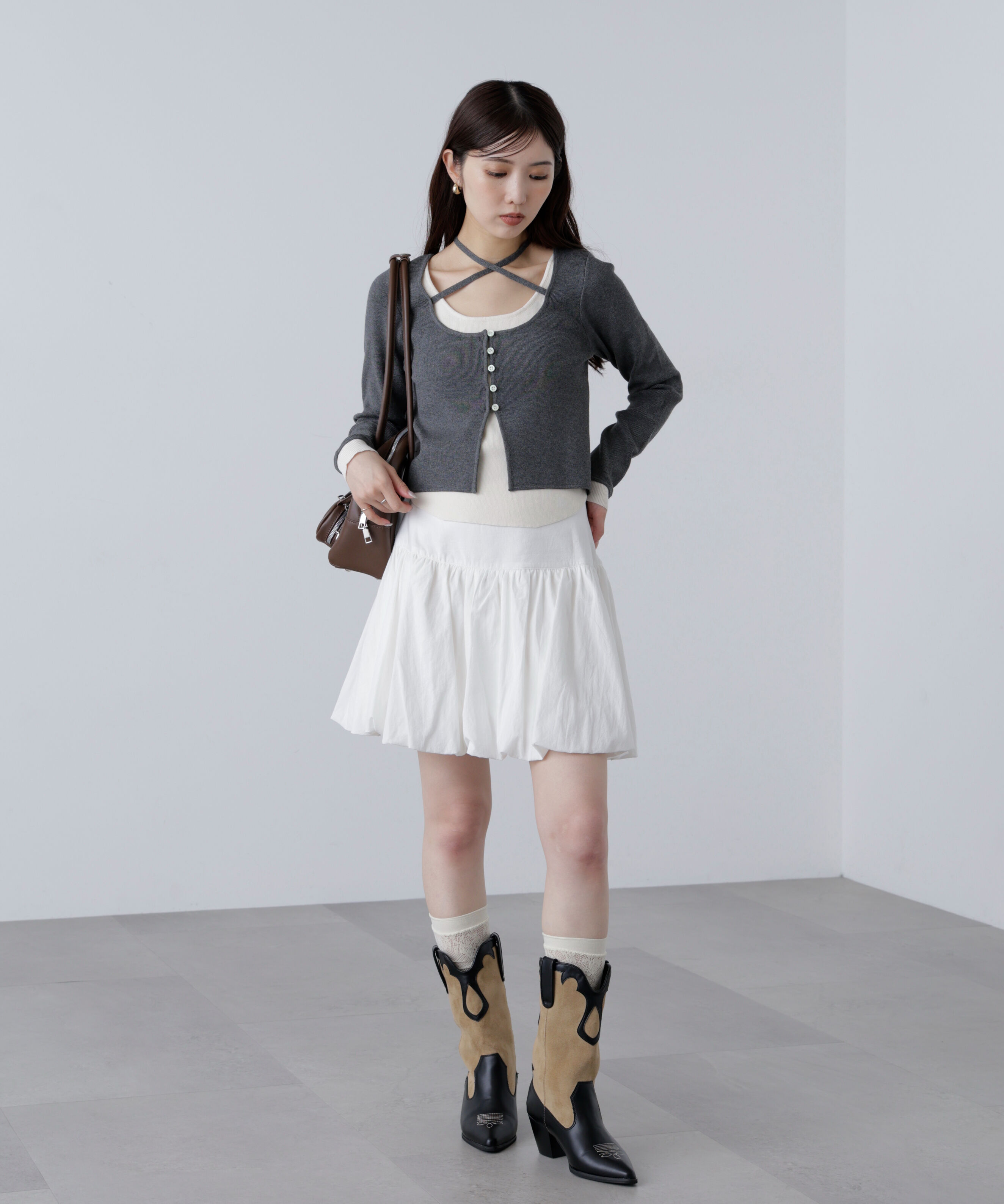  「キャミレイヤードクルーネックニット」|ニット・セーター|