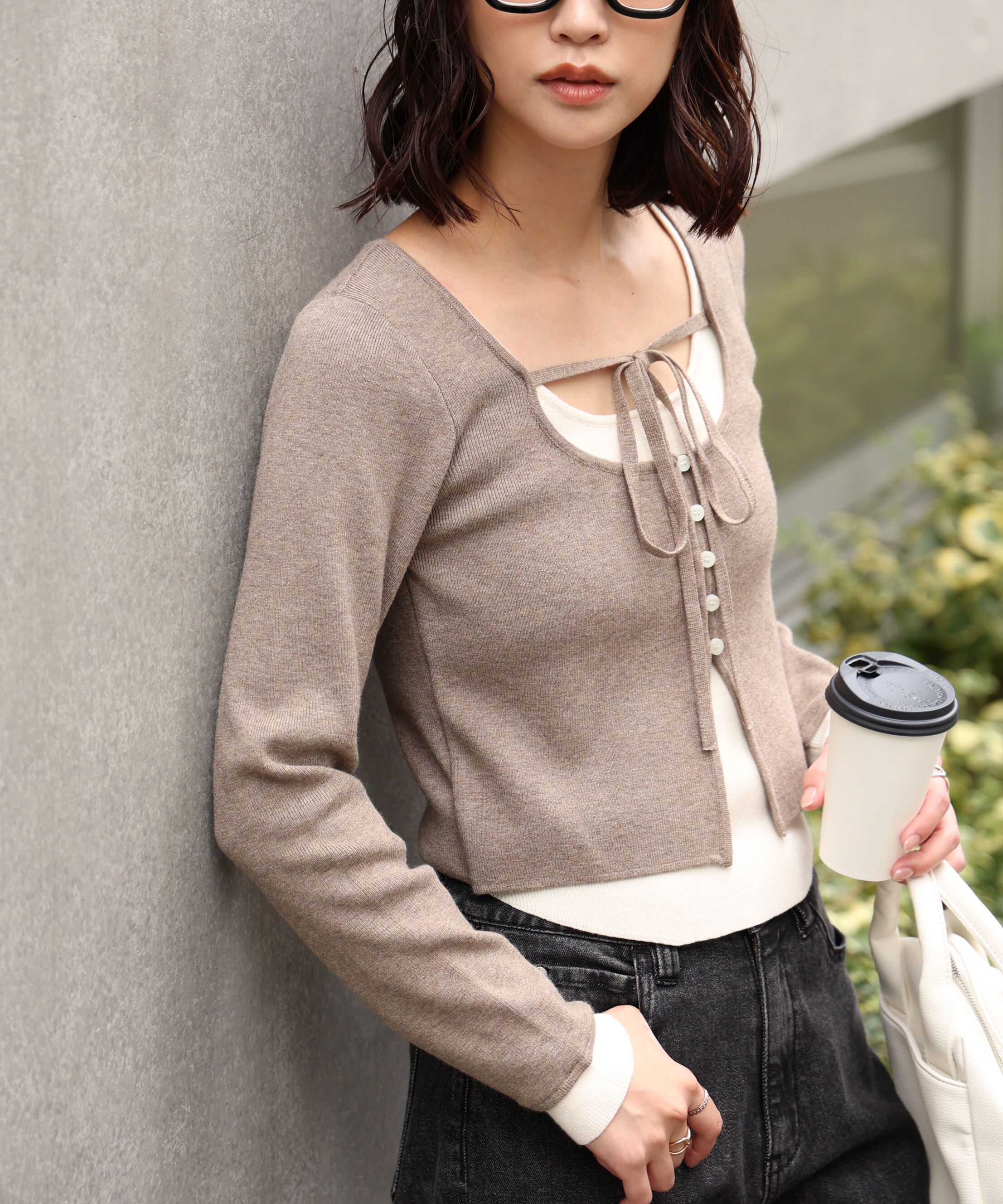  「キャミレイヤードクルーネックニット」|ニット・セーター|