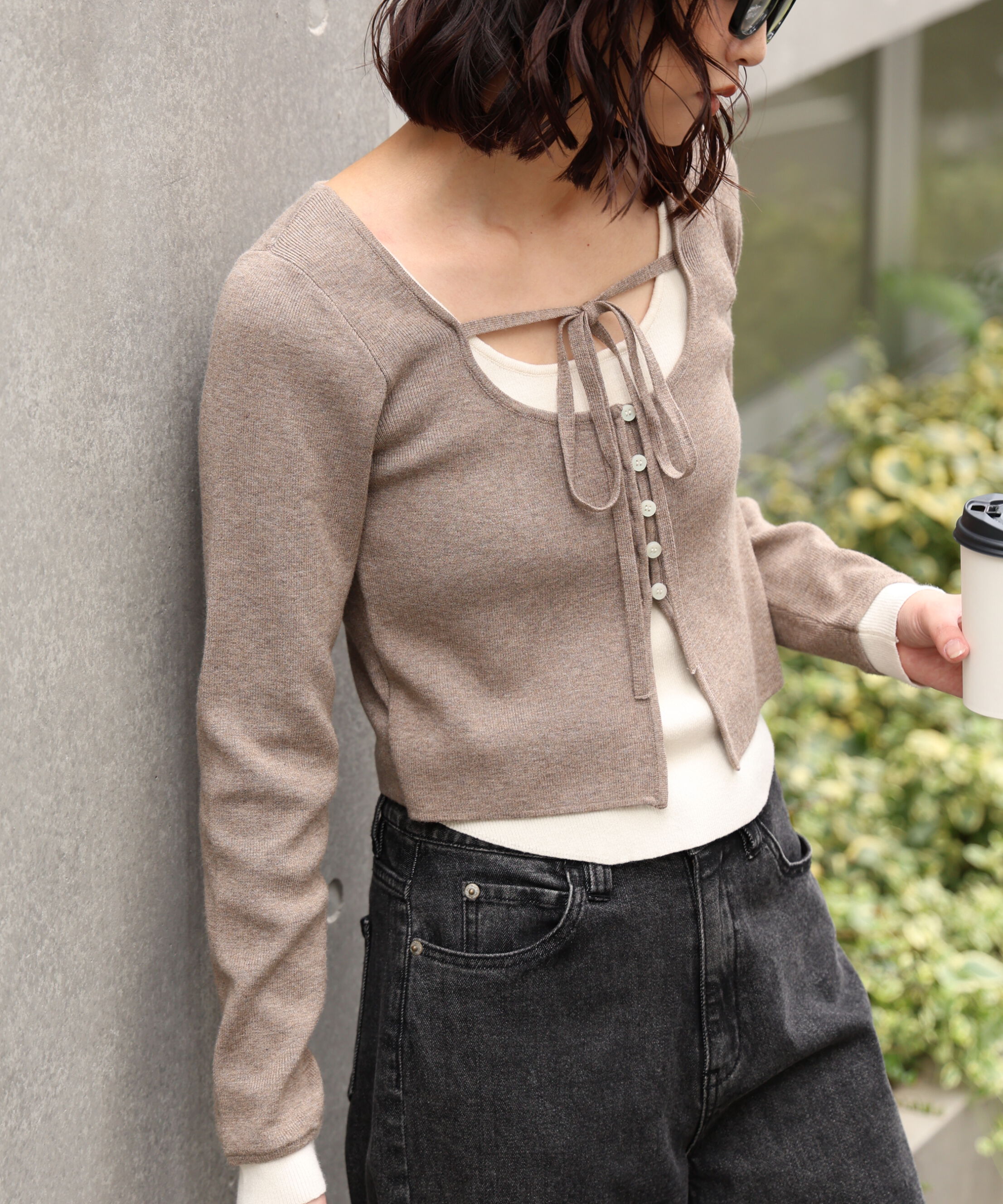  「キャミレイヤードクルーネックニット」|ニット・セーター|