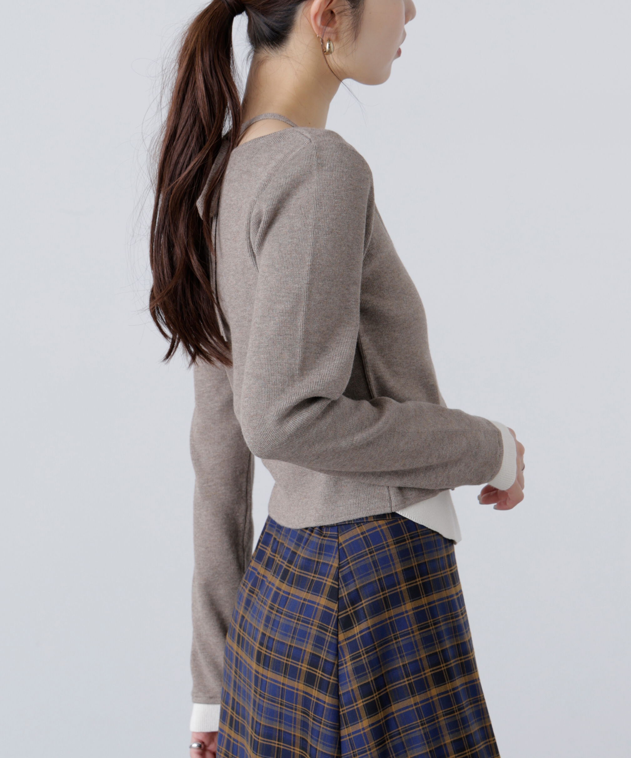  「キャミレイヤードクルーネックニット」|ニット・セーター|