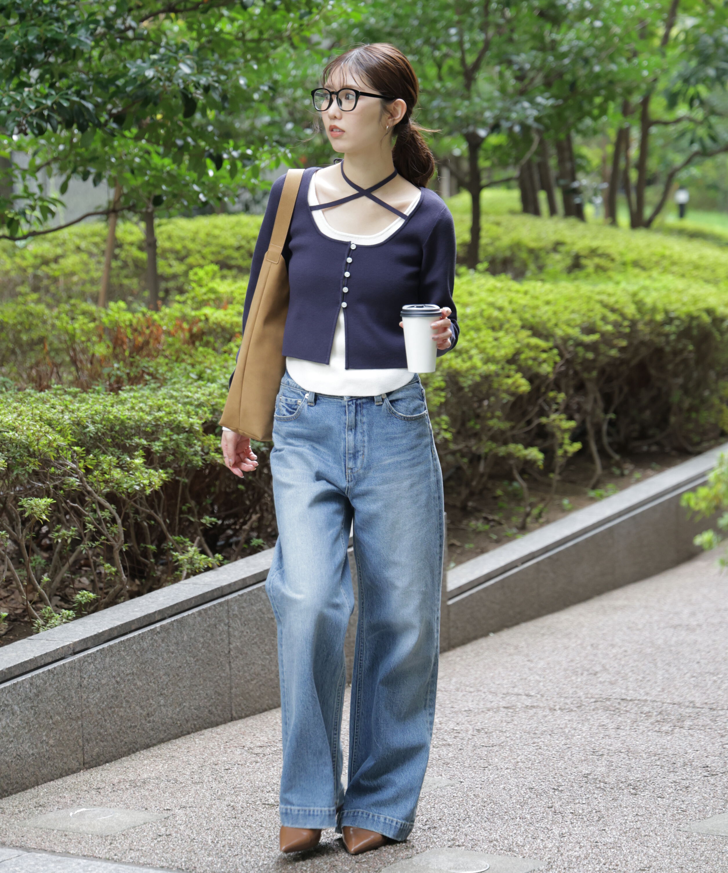  「キャミレイヤードクルーネックニット」|ニット・セーター|