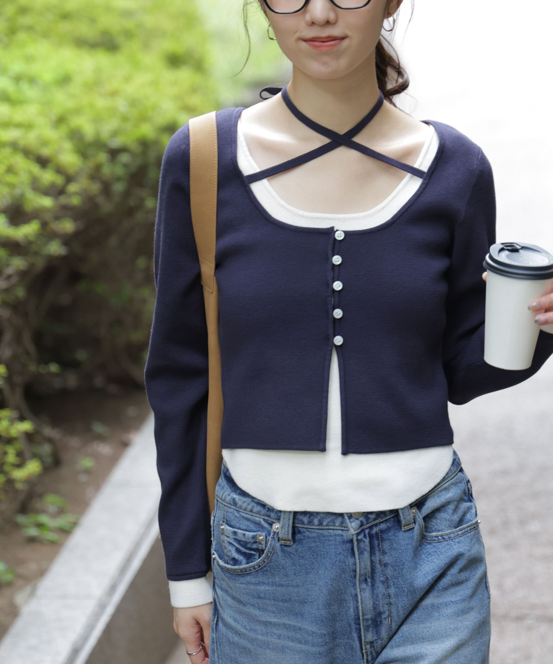  「キャミレイヤードクルーネックニット」|ニット・セーター|