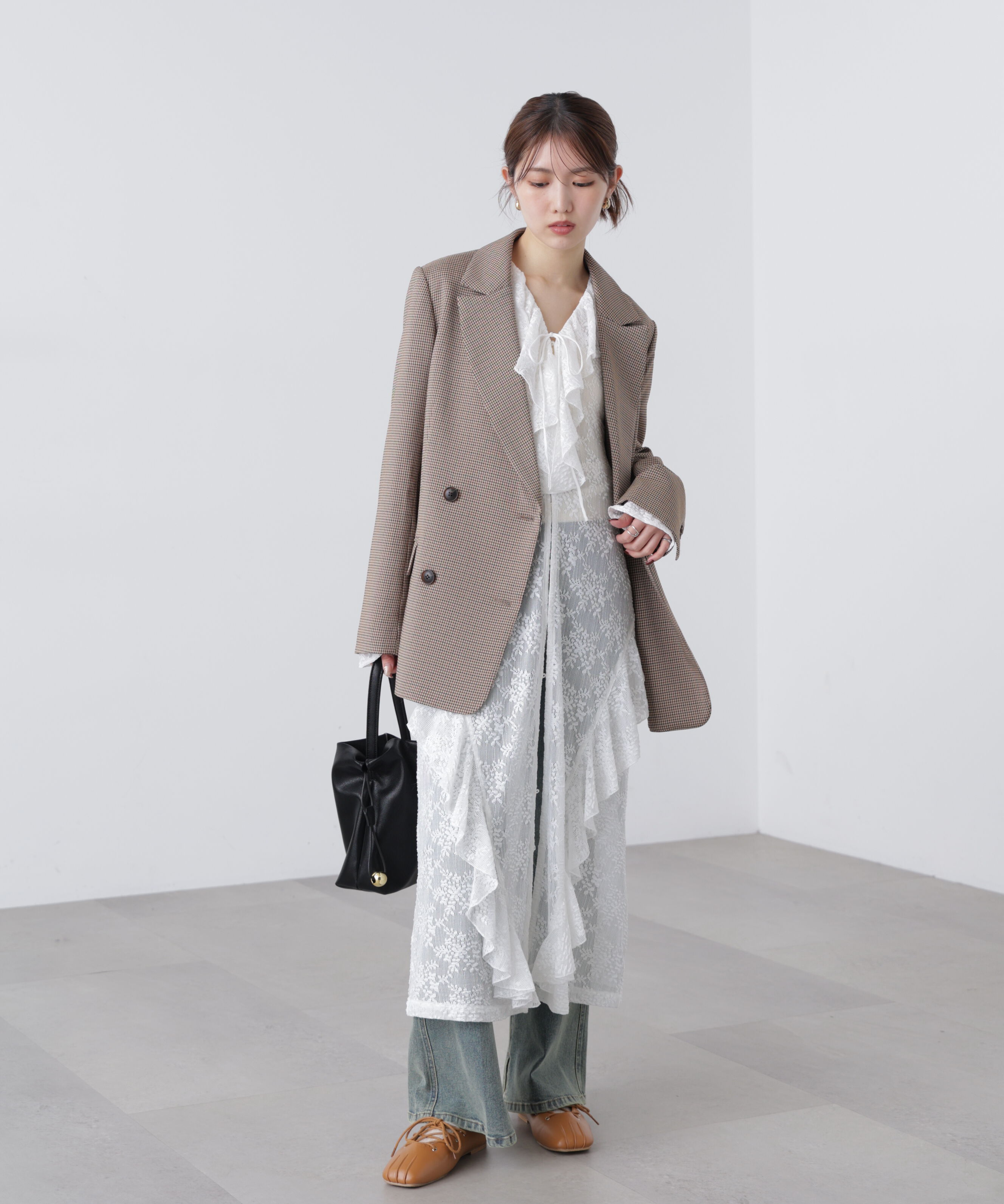  「前開きラッフルフリルレースワンピース」|ワンピース|