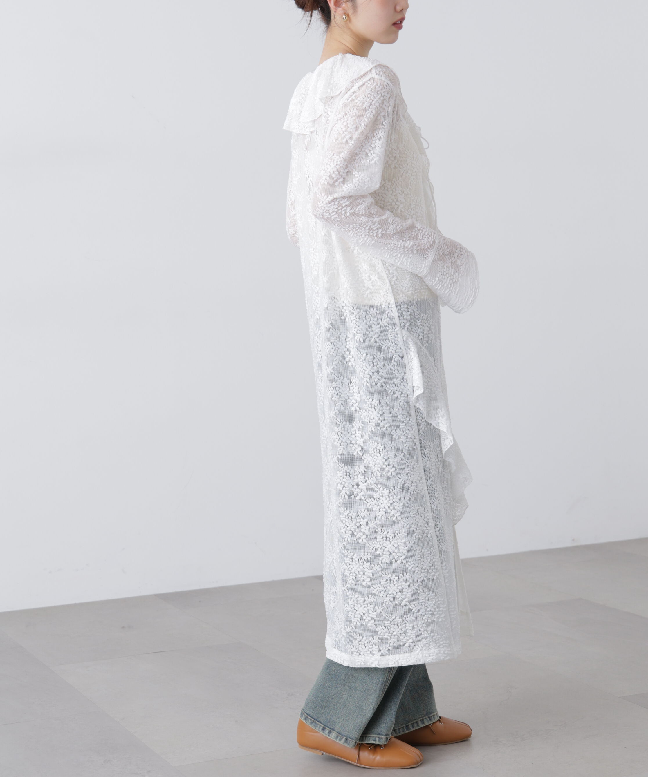  「前開きラッフルフリルレースワンピース」|ワンピース|