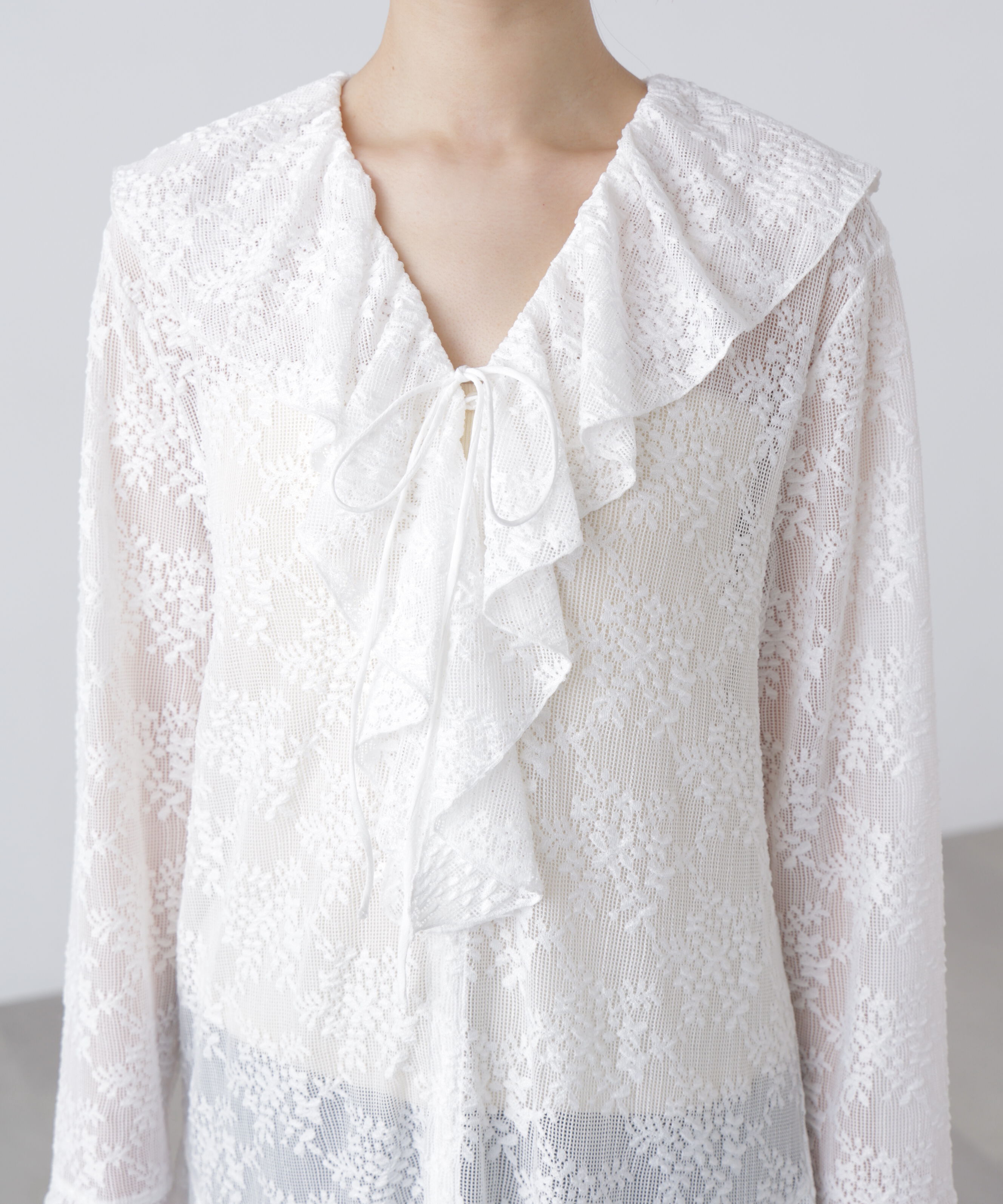  「前開きラッフルフリルレースワンピース」|ワンピース|