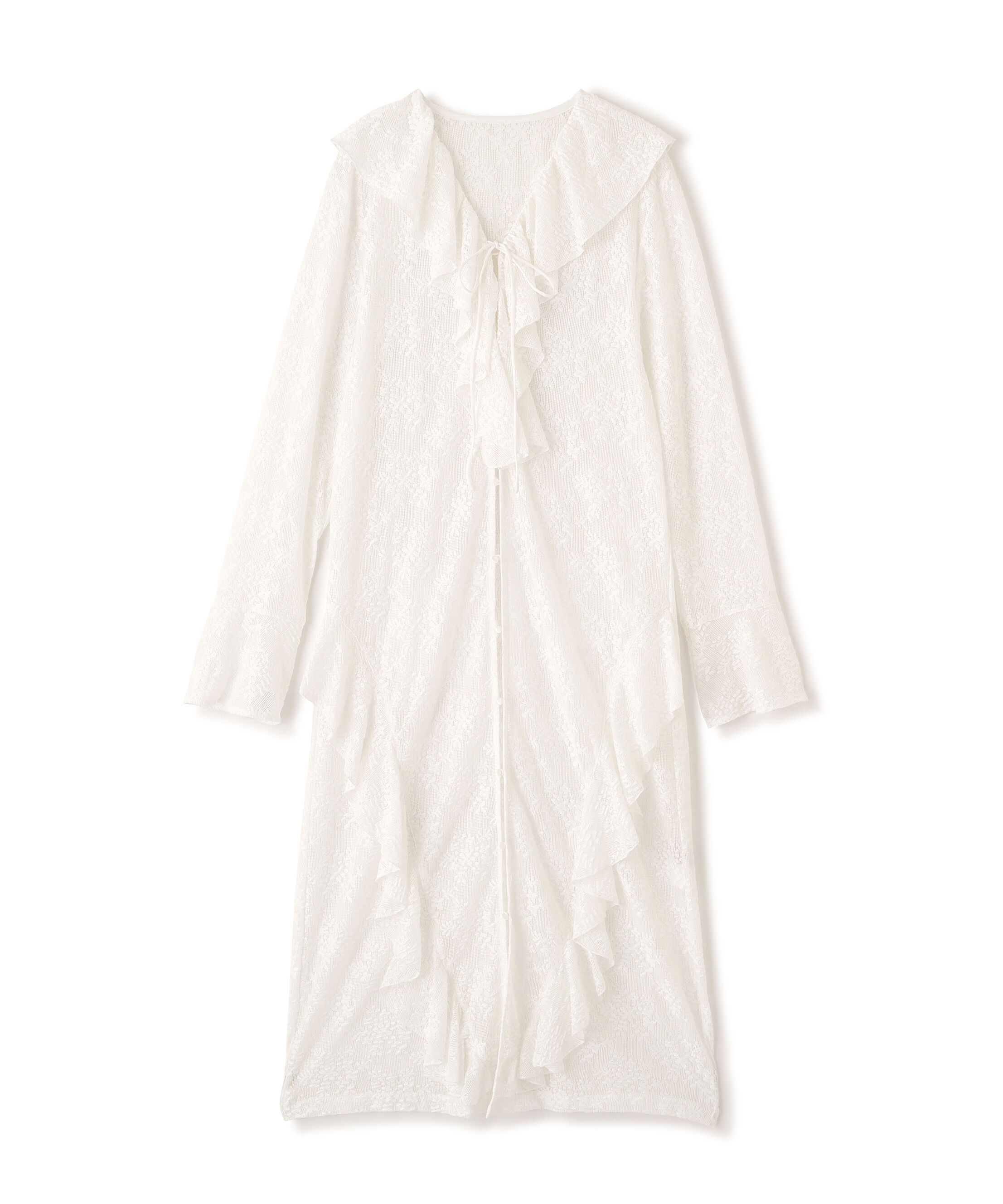  「前開きラッフルフリルレースワンピース」|ワンピース|