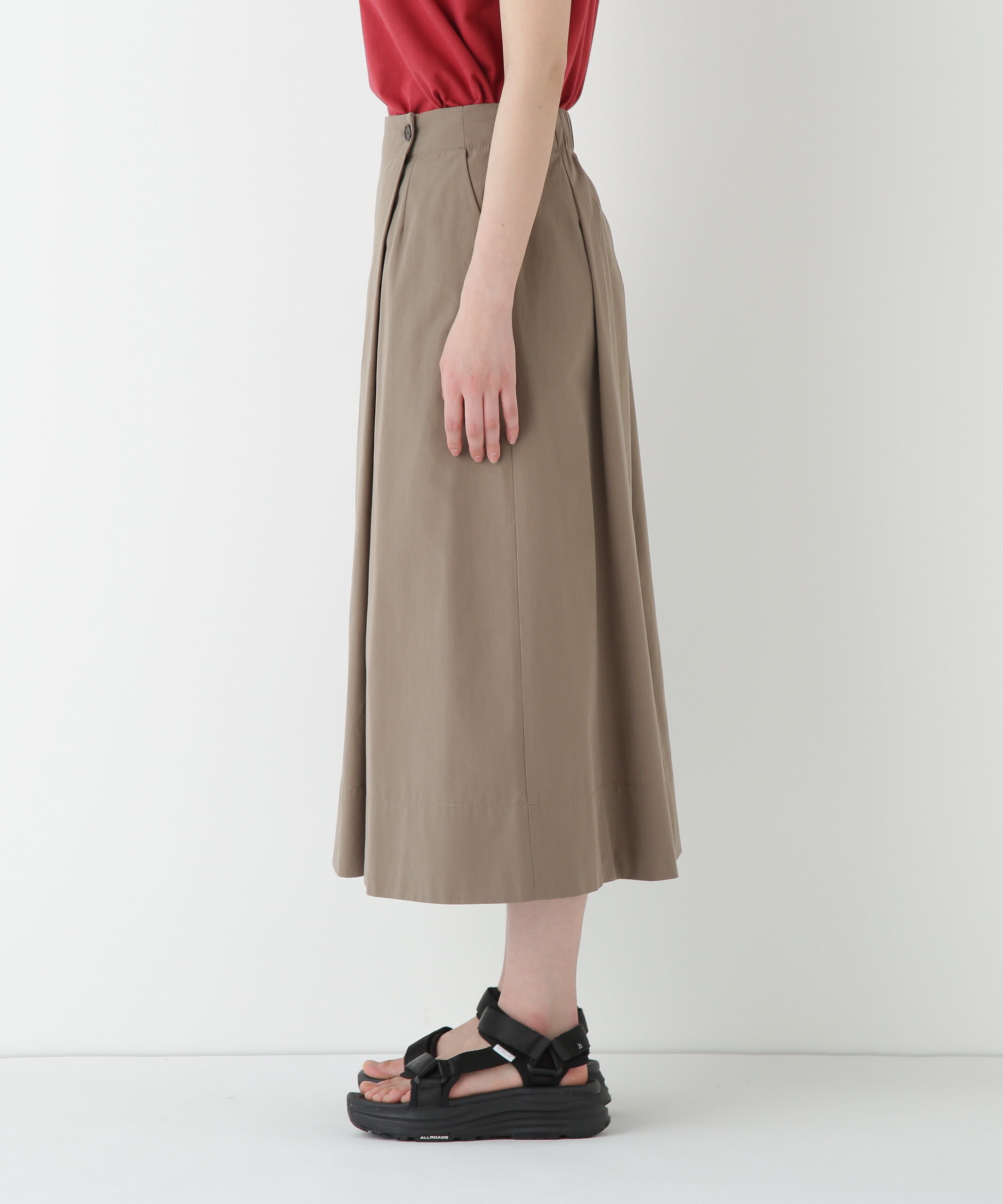  「◆コットンキュプラウェザーラップフレアースカート」|スカート|