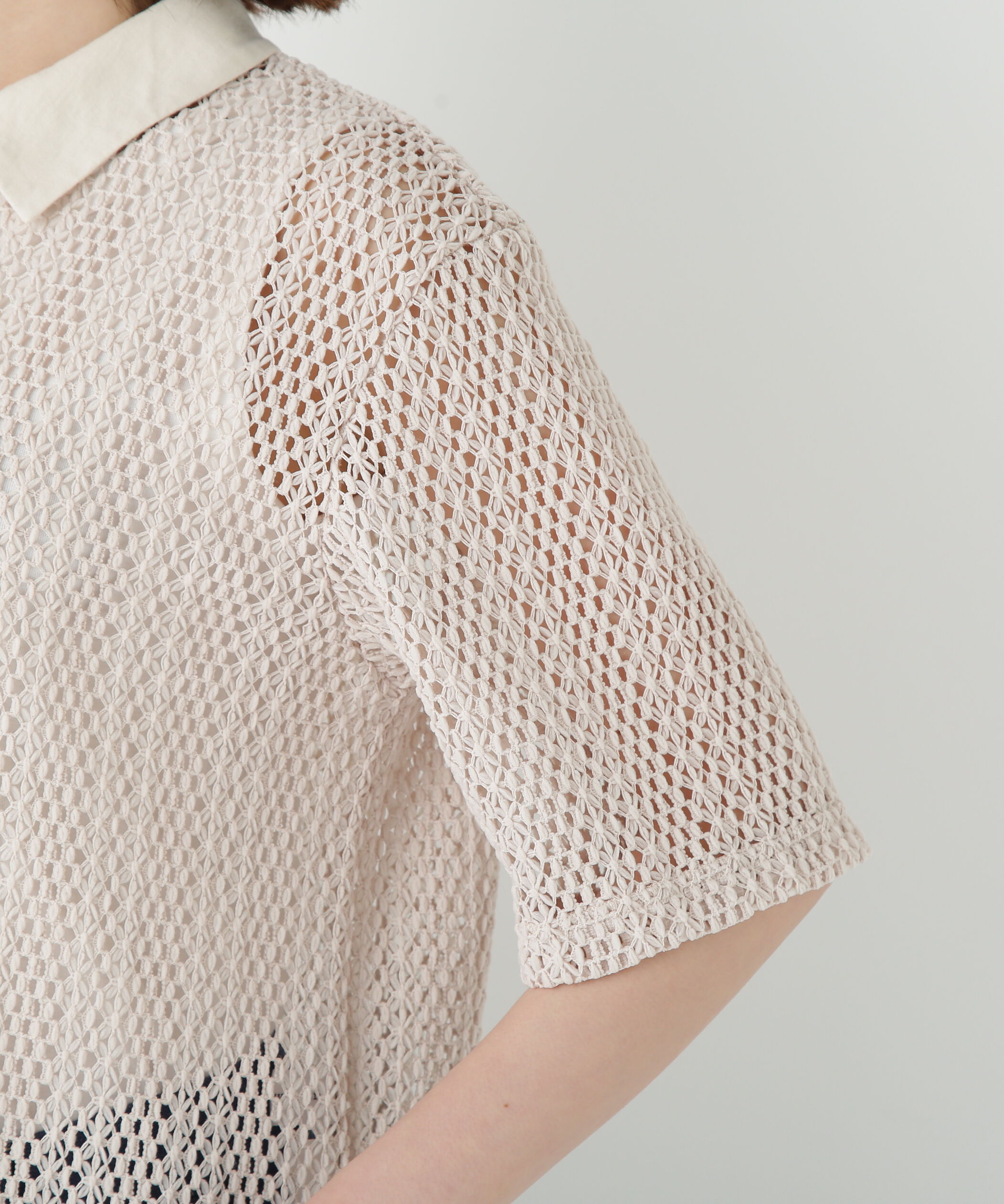  「◆クロッシェレース半袖シャツ」|Tシャツ・カットソー|