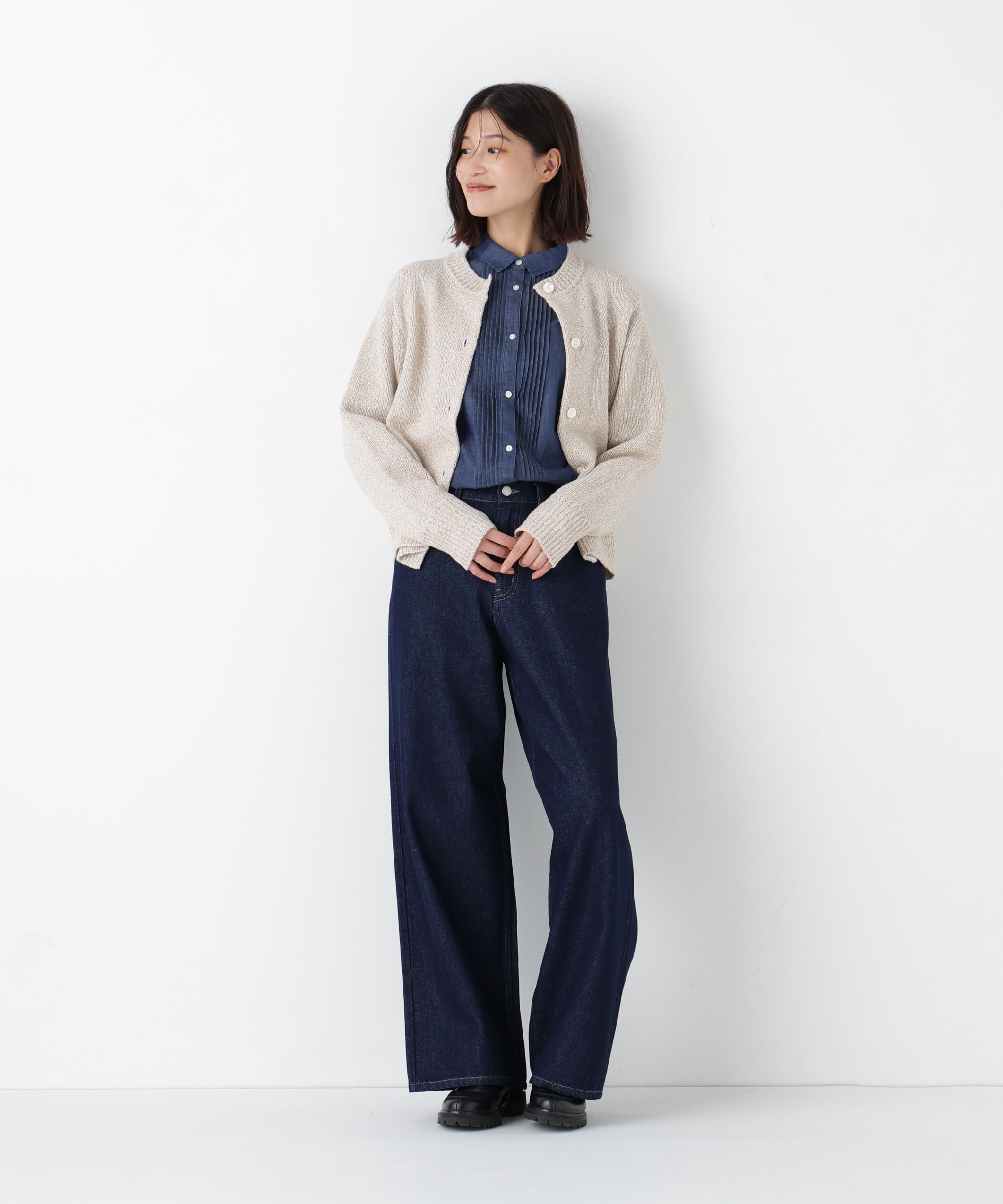  「◆ＭＩＸヤーンクルーネックカーディガン」|ニット・セーター|