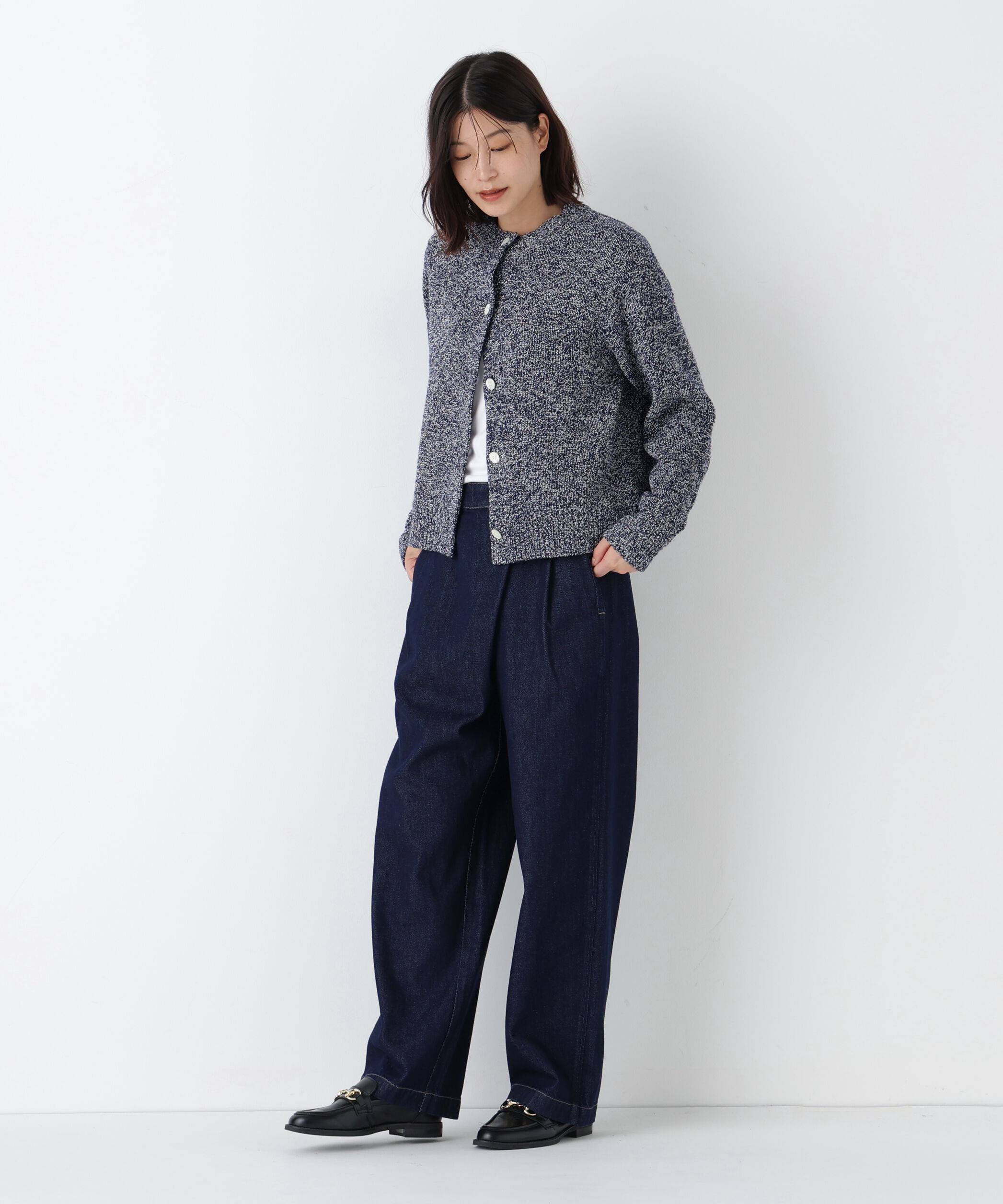  「◆ＭＩＸヤーンクルーネックカーディガン」|ニット・セーター|