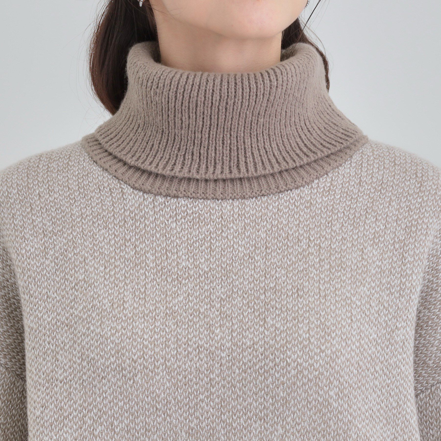 SHOO･LA･RUE「【S-LL】さりげないラメ感 配色ジャカード タートルネックニット」|ニット・セーター|