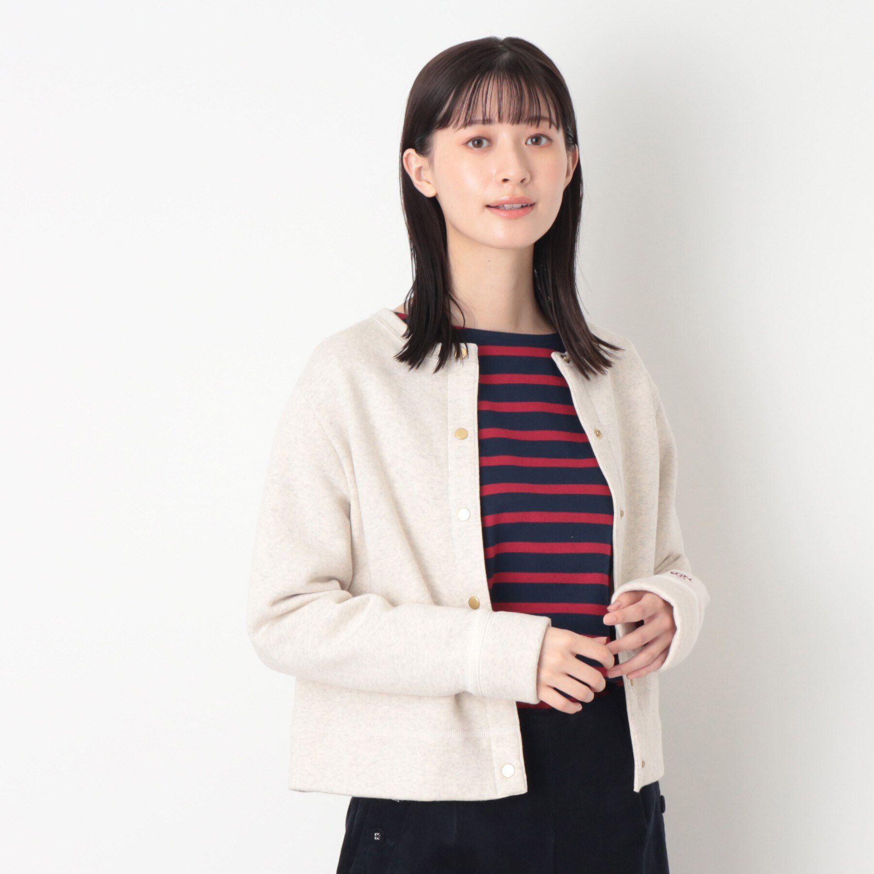 Dessin「【洗える】吊り裏毛クルーネックカーディガン」|カーディガン|