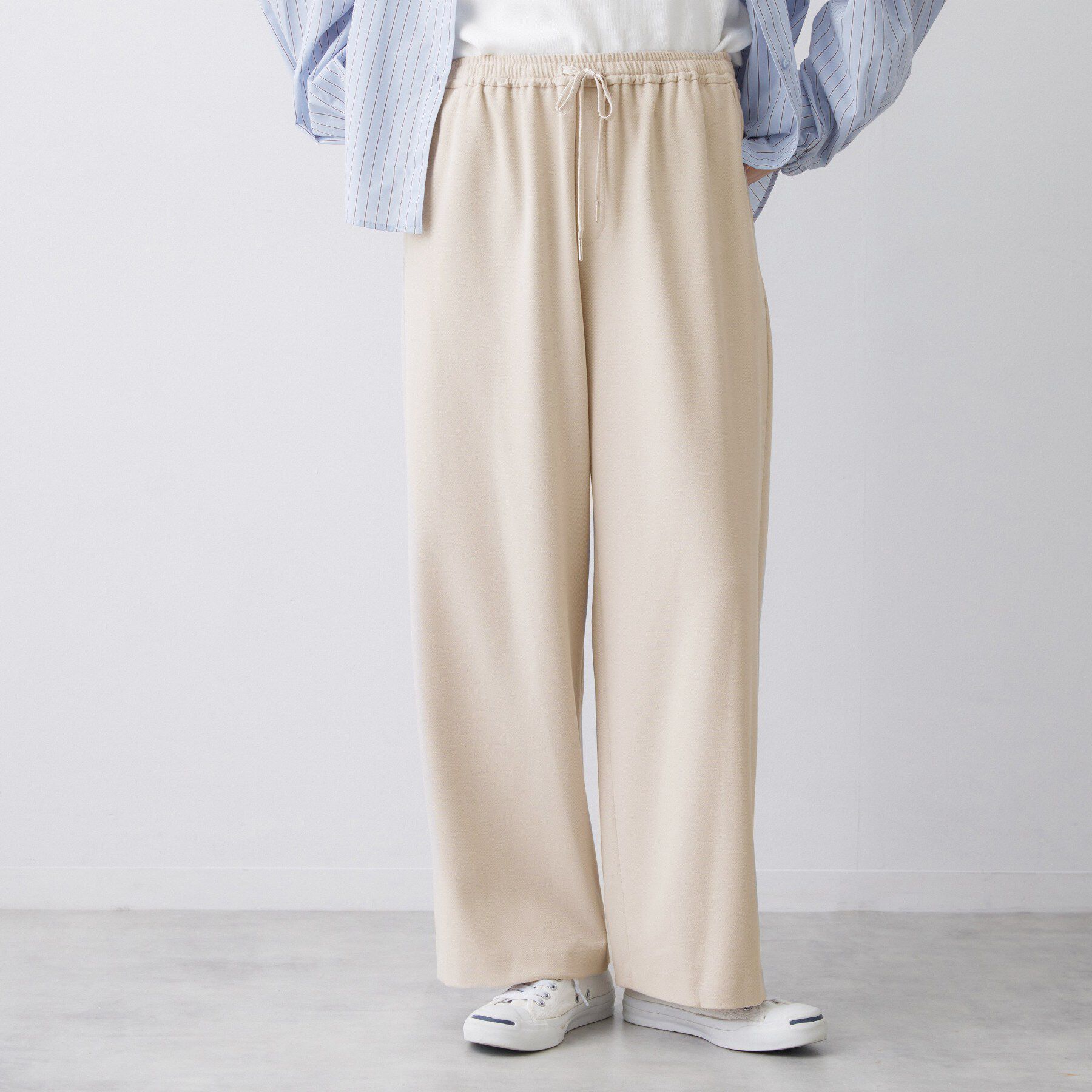 Dessin「【帯電防止/洗える】ストレッチツイルワイドパンツ」|その他|グレージュ(050)