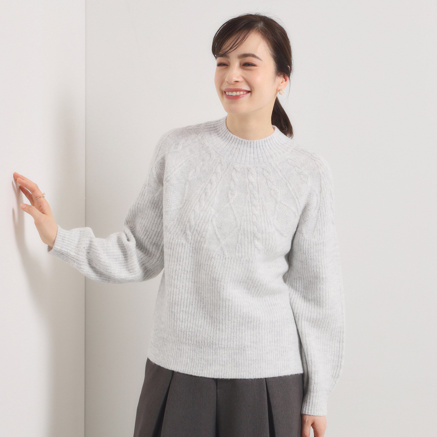 ITS&rsquo;DEMO「【手洗い可】求心ラメニット」|ニット・セーター|グレー(012)