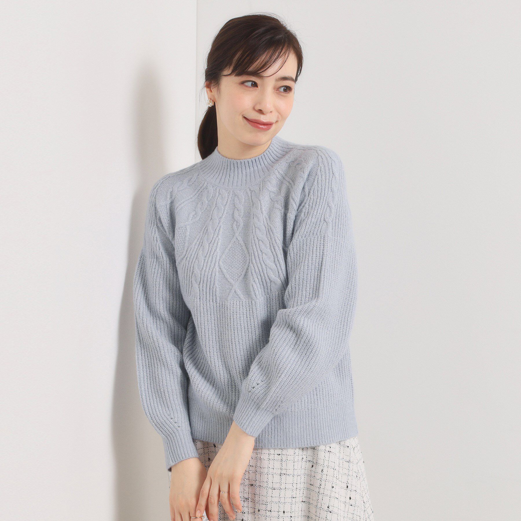 ITS&rsquo;DEMO「【手洗い可】求心ラメニット」|ニット・セーター|ブルー(091)