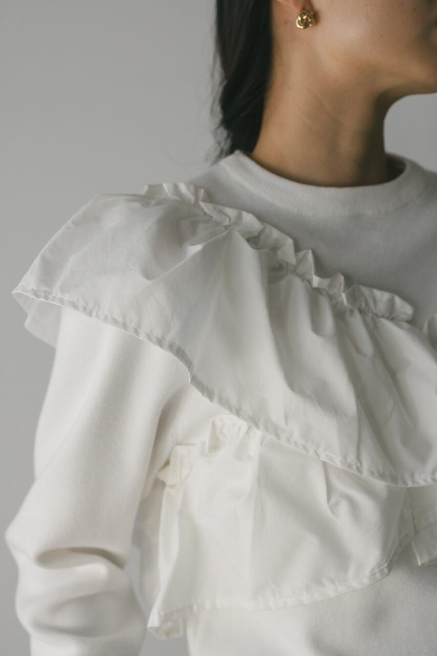 STYLEMIXER「アシンメトリーフリルニットトップ」|ニット・セーター|