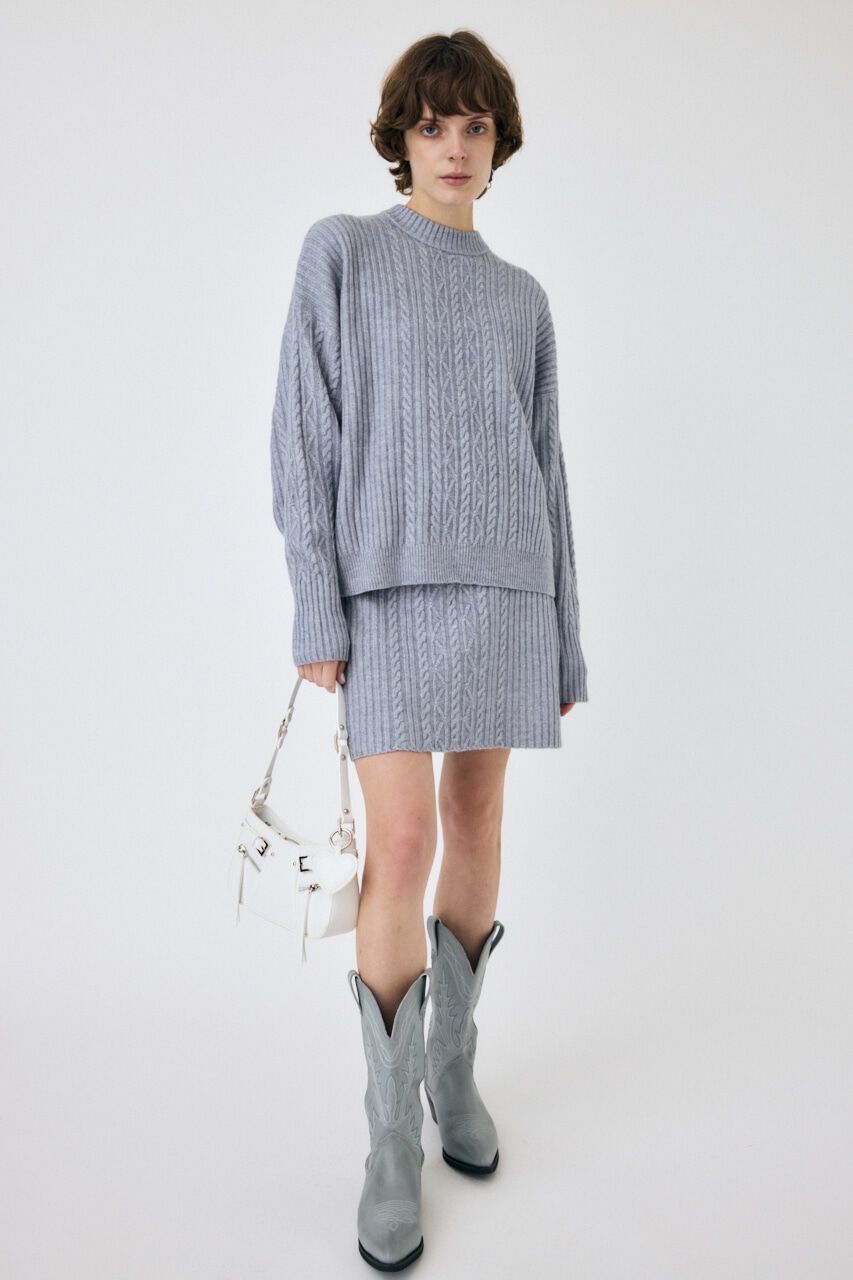 MOUSSY「RIB CABLE ミニスカート」|スカート|L/BLU1