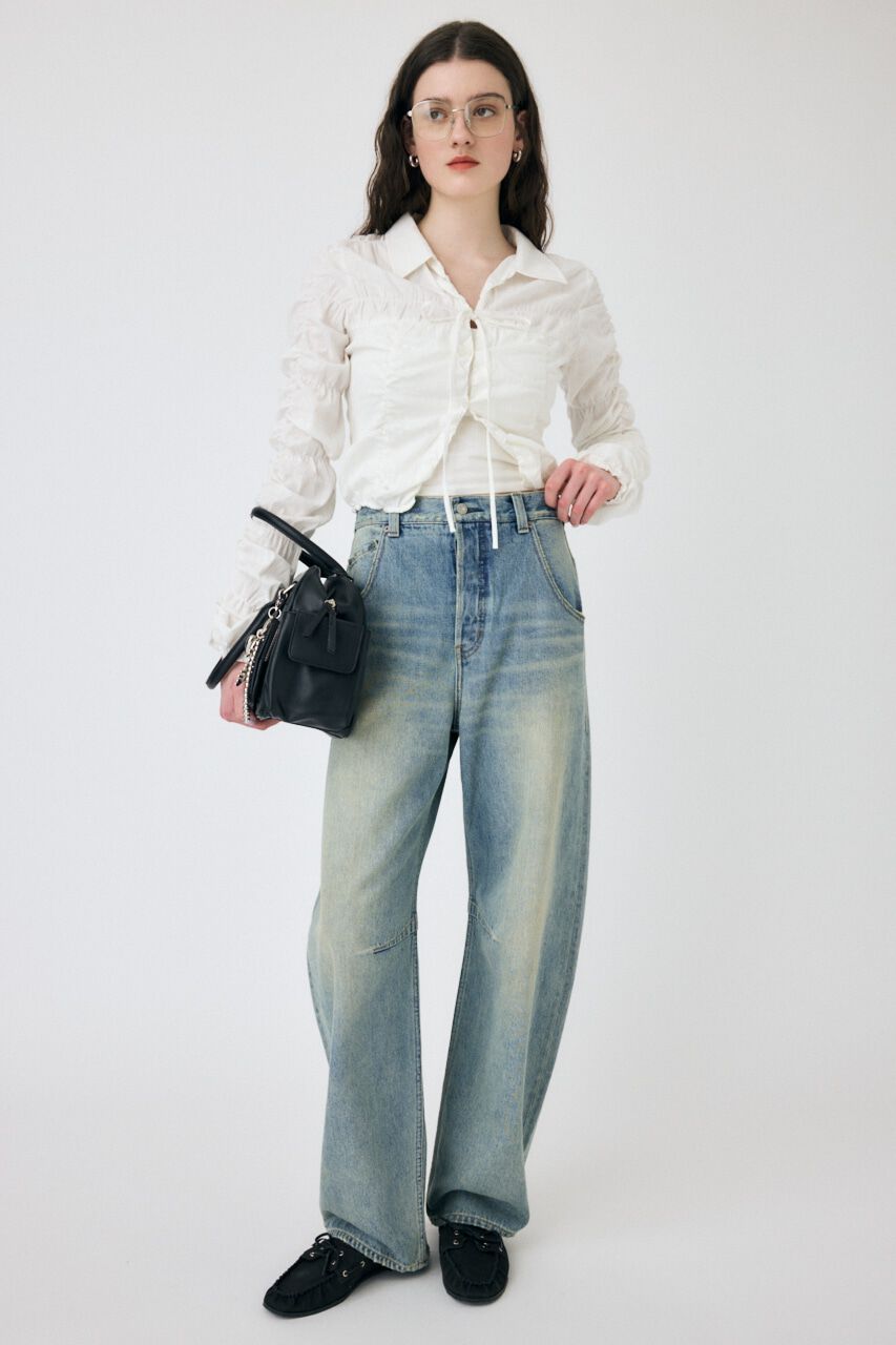 MOUSSY「FRONT TIE SHIRRING シャツ」|シャツ・ブラウス|