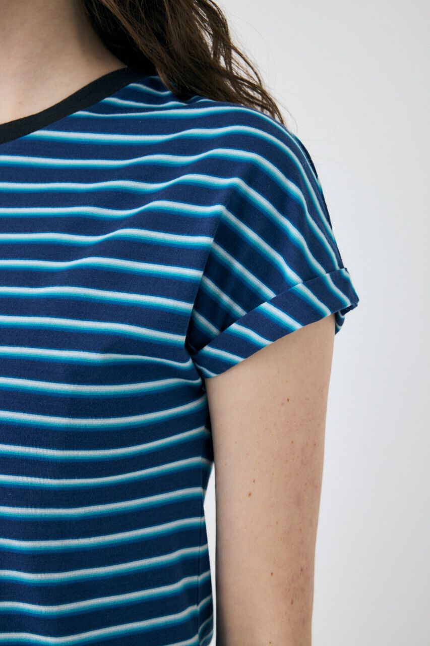 MOUSSY「ROLL SLEEVE マルチストライプ TEE」|Tシャツ・カットソー|