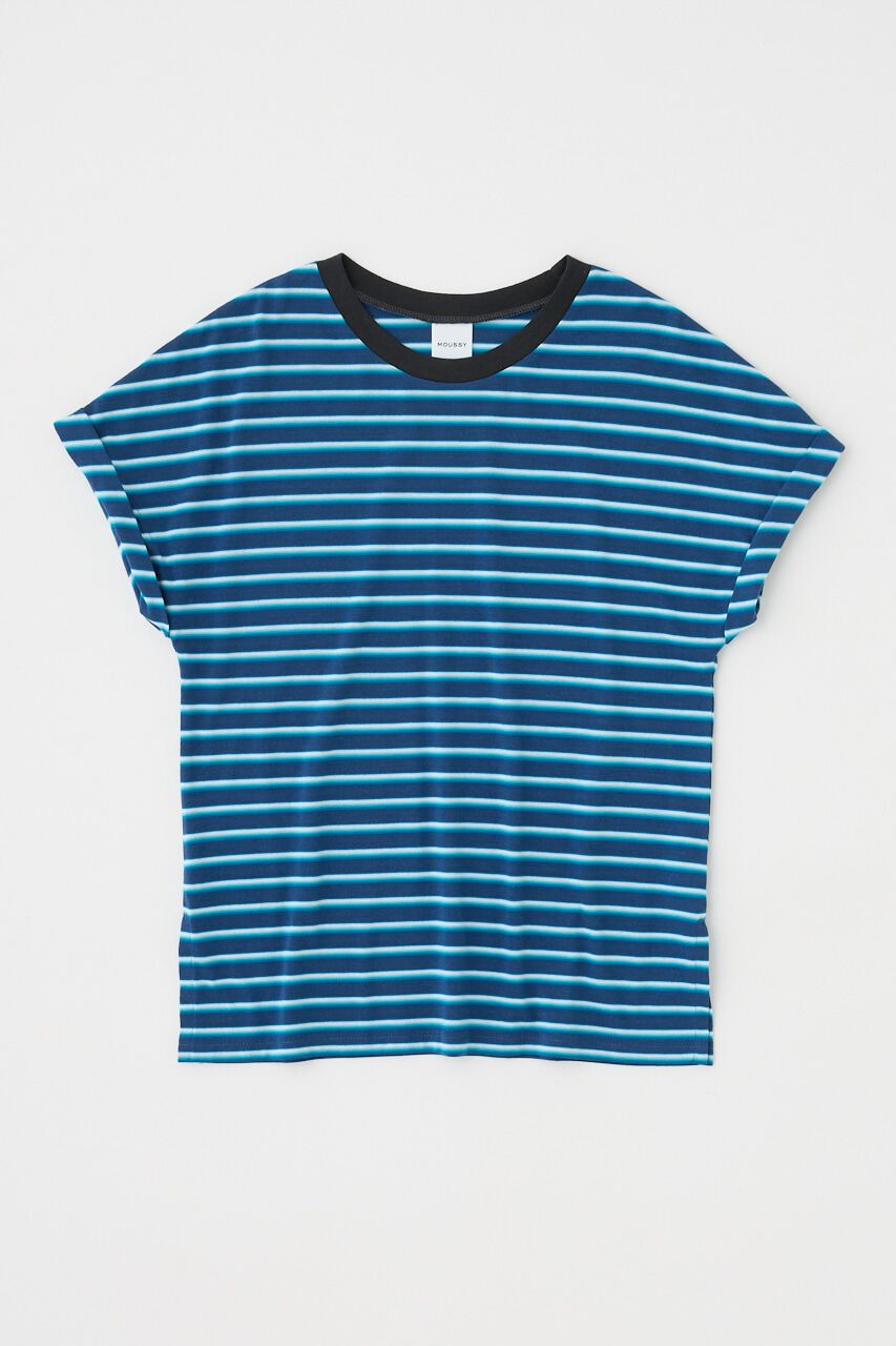 MOUSSY「ROLL SLEEVE マルチストライプ TEE」|Tシャツ・カットソー|
