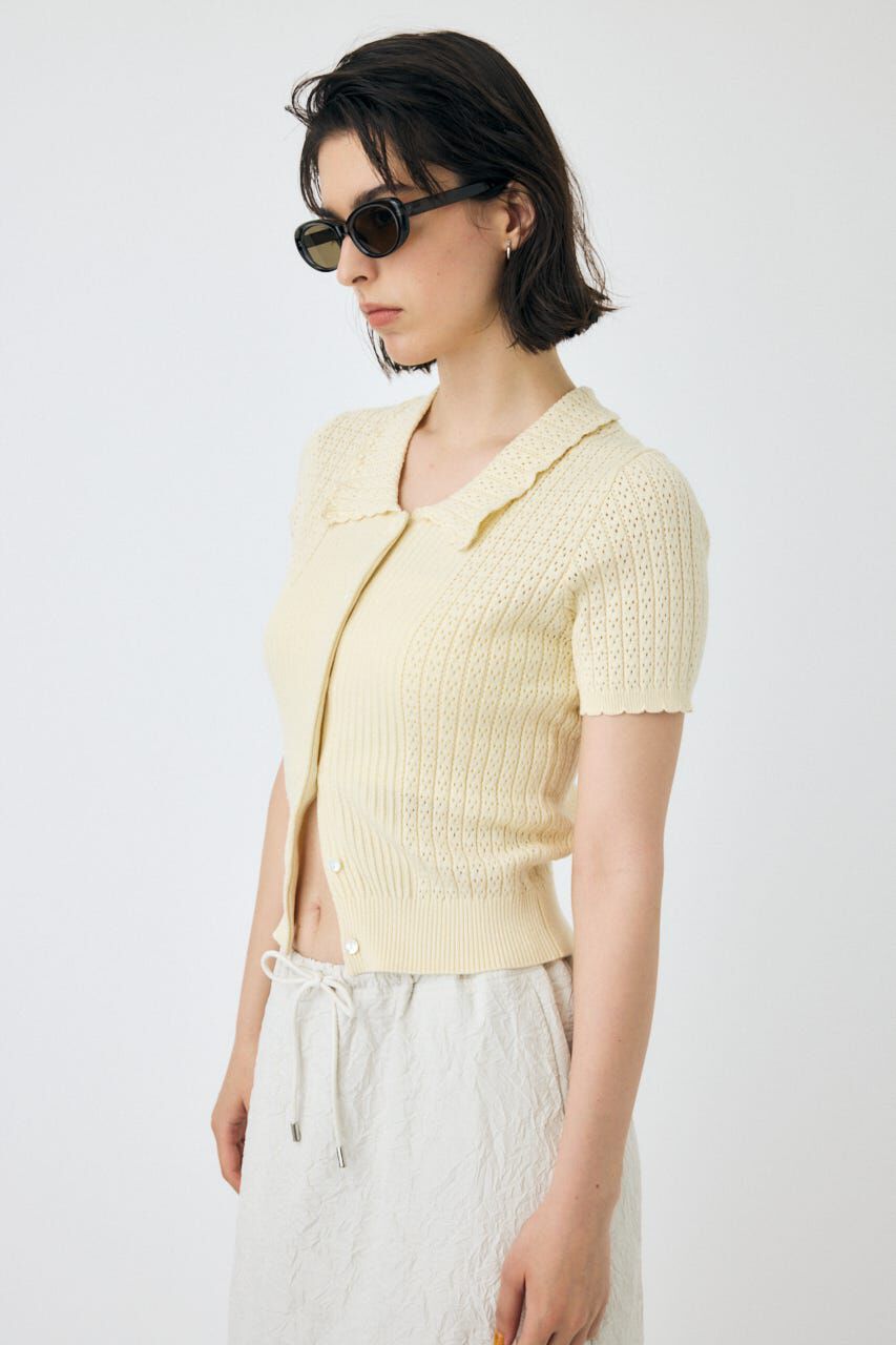 MOUSSY「POINTELLE KNIT H/S シャツ」|ニット・セーター|