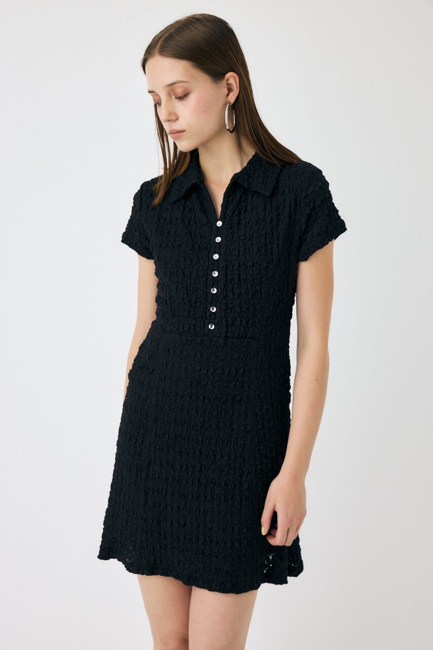 MOUSSY「MERMAID LACE MINI ドレス」|ワンピース|BLK