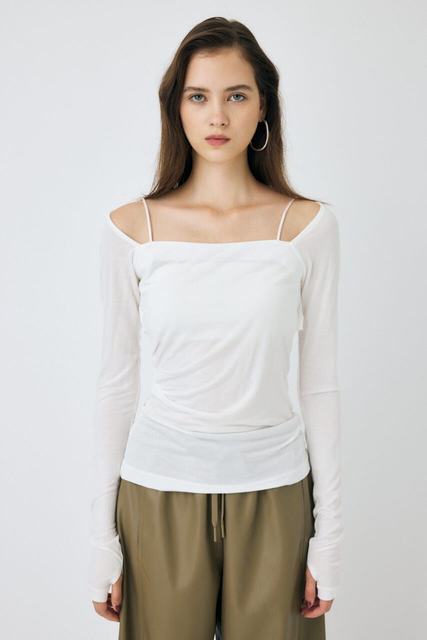 MOUSSY「SQUARE NECK GATHER トップス」|Tシャツ・カットソー|