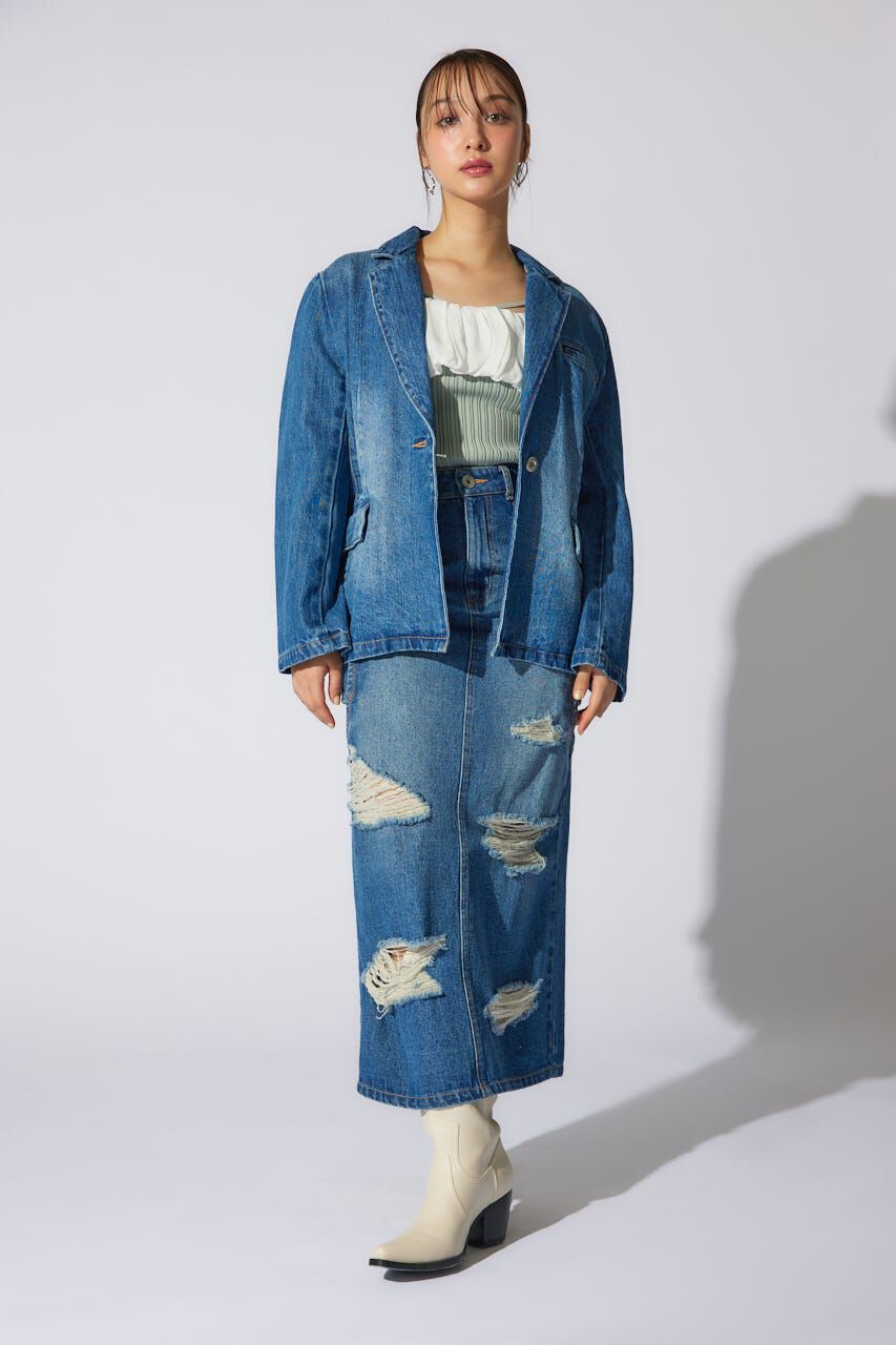 rienda「テーラーカラーデニムジャケット」|デニムジャケット|