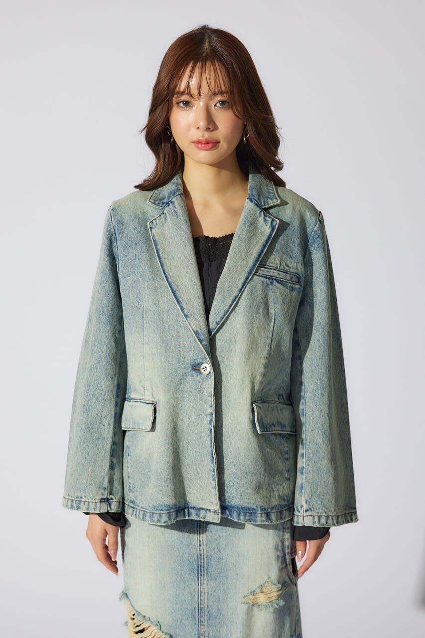 rienda「テーラーカラーデニムジャケット」|デニムジャケット|