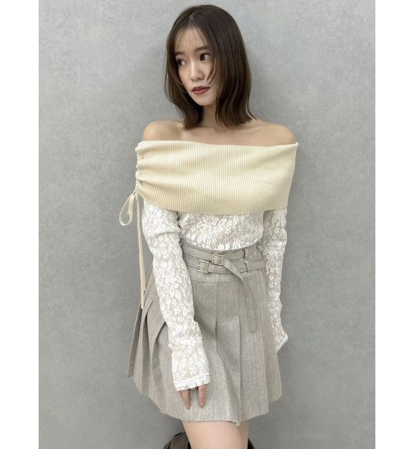 dazzlin「レースレイヤードリブニットトップス」|ニット・セーター|