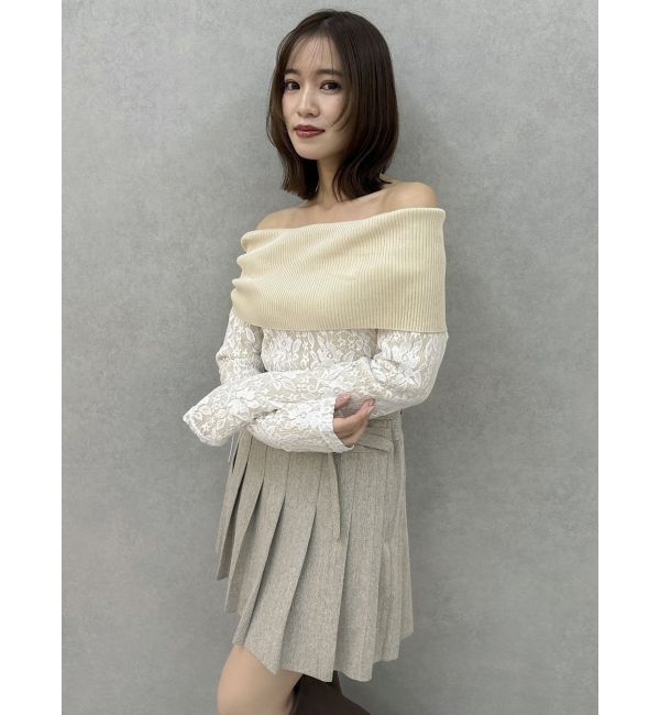 dazzlin「レースレイヤードリブニットトップス」|ニット・セーター|