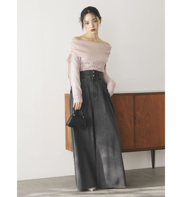 dazzlin「レースレイヤードリブニットトップス」|ニット・セーター|