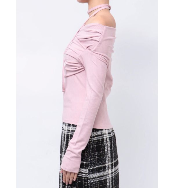 dazzlin「チョーカー付きオフショルドレープ長袖トップス」|Tシャツ・カットソー|