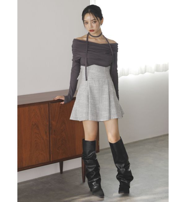 dazzlin「チョーカー付きオフショルドレープ長袖トップス」|Tシャツ・カットソー|