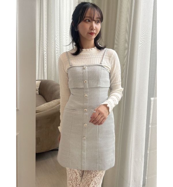dazzlin「【セットアップ対応】レイヤードツイードミニキャミワンピース」|ワンピース|