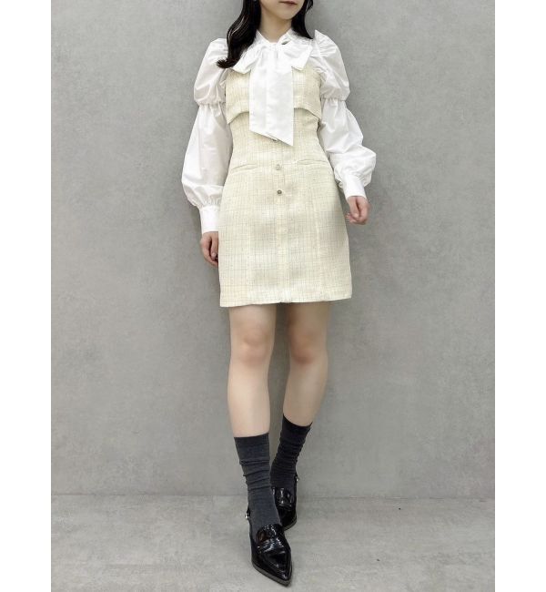 dazzlin「【セットアップ対応】レイヤードツイードミニキャミワンピース」|ワンピース|