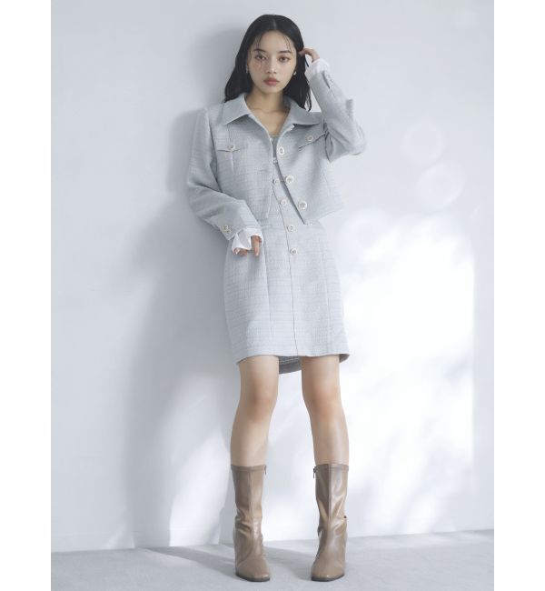 dazzlin「【セットアップ対応】レイヤードツイードミニキャミワンピース」|ワンピース|