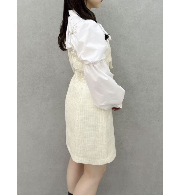 dazzlin「【セットアップ対応】レイヤードツイードミニキャミワンピース」|ワンピース|