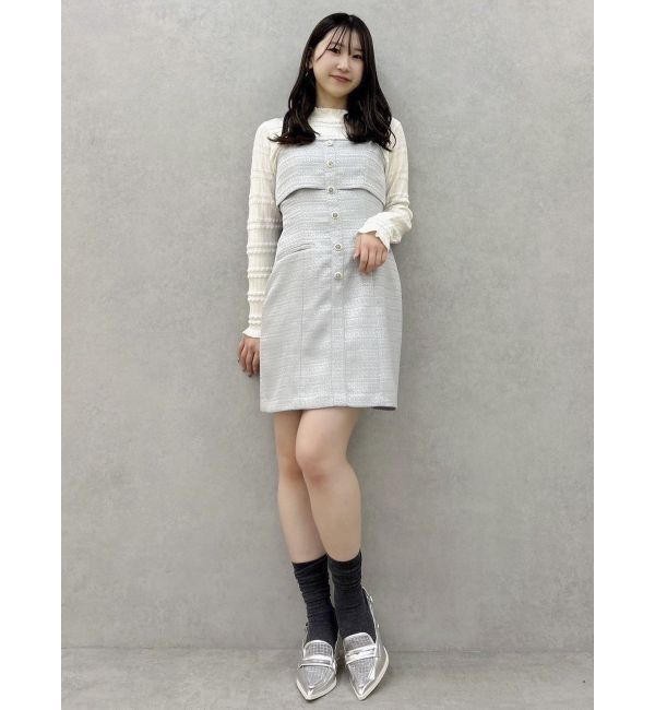 dazzlin「【セットアップ対応】レイヤードツイードミニキャミワンピース」|ワンピース|