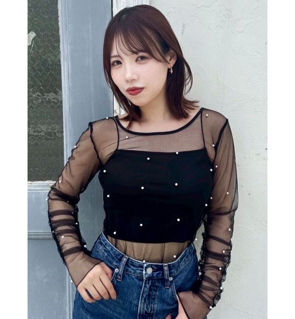 dazzlin「モチーフチュールシアートップス」|Tシャツ・カットソー|