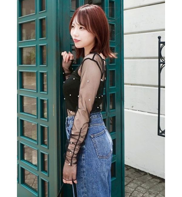 dazzlin「モチーフチュールシアートップス」|Tシャツ・カットソー|