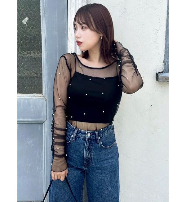 dazzlin「モチーフチュールシアートップス」|Tシャツ・カットソー|