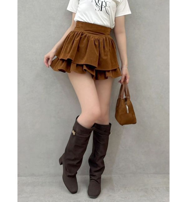 dazzlin「【セットアップ対応】フェイクスウェードミニスカート」|スカート|キャメル