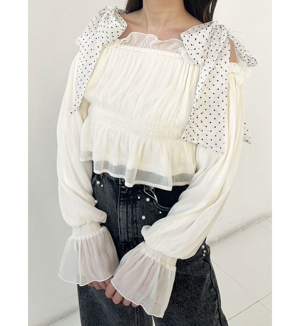 MERCURYDUO「ショルダーリボンオフショルブラウス」|シャツ・ブラウス|アイボリー