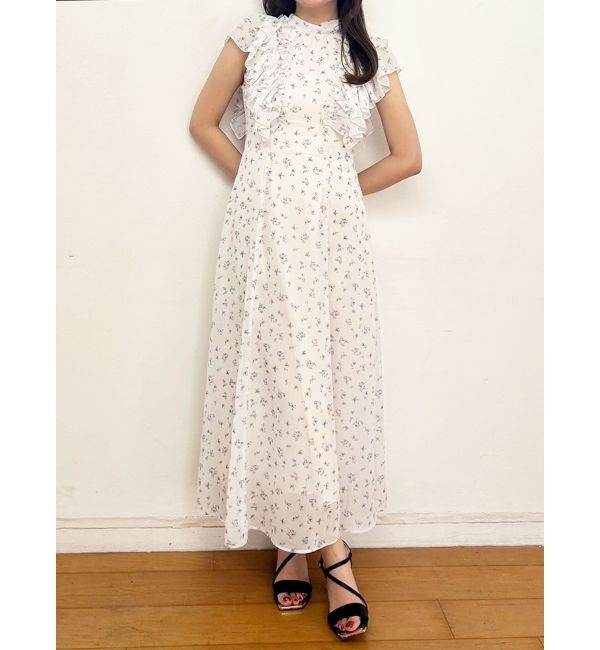 MERCURYDUO「フリルスリーブフラワーワンピース」|ワンピース|