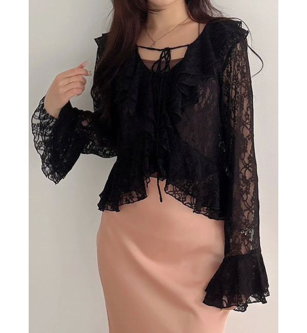 MERCURYDUO「シアーラッフルダブルリボンブラウス」|シャツ・ブラウス|