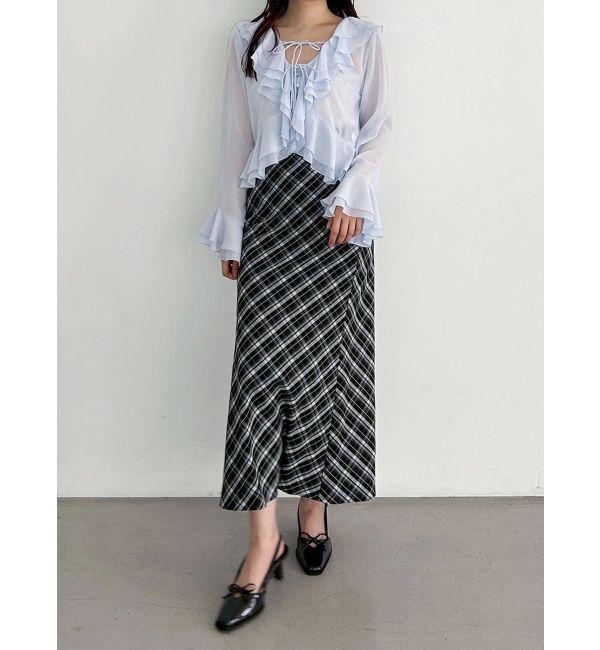 MERCURYDUO「シアーラッフルダブルリボンブラウス」|シャツ・ブラウス|