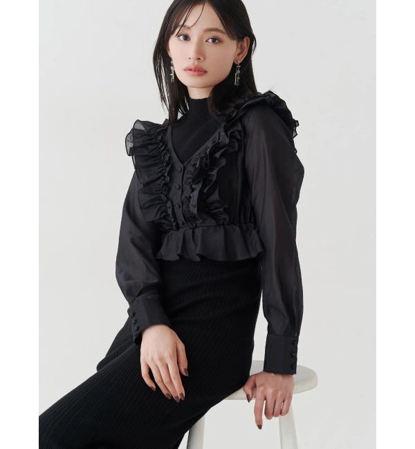 MERCURYDUO「異素材ドッキングラッフルニットワンピース」|ワンピース|