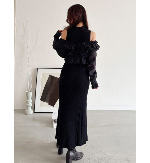 MERCURYDUO「異素材ドッキングラッフルニットワンピース」|ワンピース|