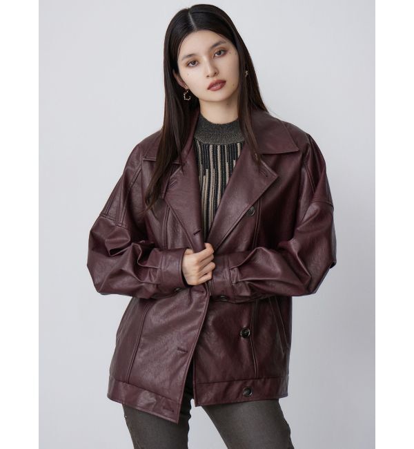 MURUA「スタンドネックフェイクレザージャケット」|ブルゾン・スタジャン|